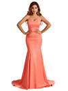 Sexy Strapless Sweetheart Mermaid Soft Satin Pretty Long Bridesmaid Dresses
