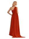 Sexy One Shoulder A-line Chiffon Long Bridesmaid Dresses