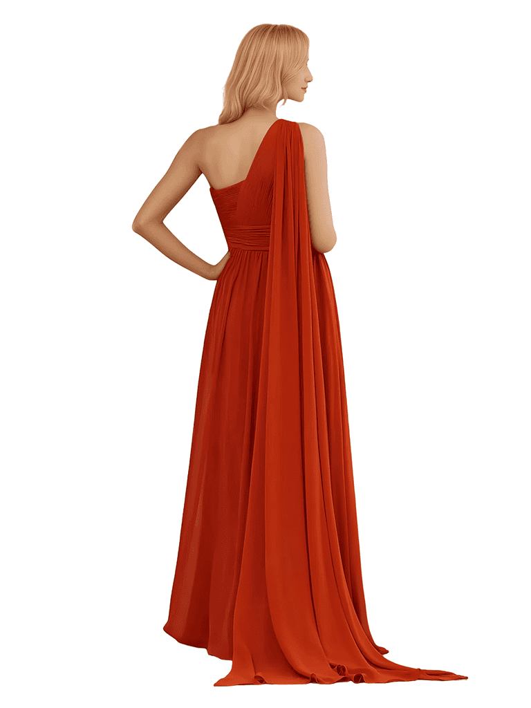 Sexy One Shoulder A-line Chiffon Long Bridesmaid Dresses