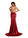 Sexy V-Neck Criss Cross Side Slit Mermaid Soft Satin Pretty Long Bridesmaid Dresses