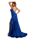 Sexy V-Neck Spaghetti Straps Soft Satin Mermaid Side Slit Long Bridesmaid Dresses Online