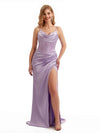 Spaghetti Straps Mermaid Silky Satin Side Split Long Ladies Bridesmaid Dresses Online