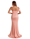 Sexy One Shoulder Side Split Mermaid Satin Chic Long Bridesmaid Dresses Online