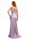 Spaghetti Straps Mermaid Silky Satin Side Split Long Ladies Bridesmaid Dresses Online