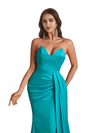 Sexy Sweetheart Mermaid Side Slit Satin Long Bridesmaid Dresses Online