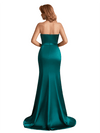 Elegant Silky Satin Asymmetric Mermaid Side Slit Maxi Bridesmaid Dresses Online