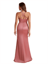Elegant Mermaid Spaghetti Straps Silky Satin Long Bridesmaid Dresses Online Side Split