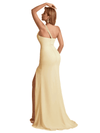 Sexy Mermaid One Shoulder Key Hole Long Bridesmaid Dresses Uk Slit