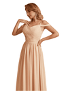 Elegant A-line Chiffon Off The Shoulder V-Neck Bridesmaid Dresses Online