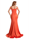 Elegant Off The Shoulder Soft Satin Mermaid Side Slit Long Bridesmaid Dresses Online