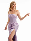 Strapless Stretchy Satin Sexy Side Split Mermaid Bridesmaid Dresses Online