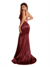 Sexy Spaghetti Straps V-Neck Mermaid Beauty Soft Satin Bridesmaid Dresses