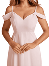 Elegant Chiffon Cold Shoulder Maxi Long Bridesmaid Dresses UK