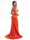 Satin Sexy Side Split One Shoulder Mermaid Maxi Wedding Bridesmaid Dresses Online