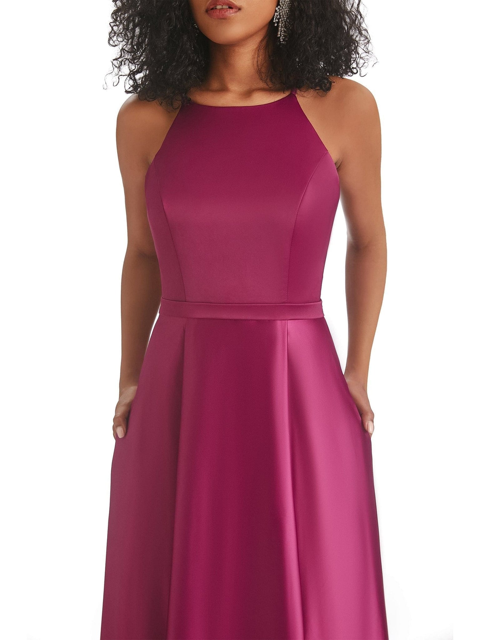 Elegant Soft Satin A-line Halter Silky African Bridesmaid Dresses Online