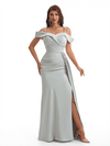 Sexy Cold Shoulder Side Slit Mermaid Soft Satin Long Bridesmaid Dresses Online