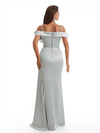 Sexy Cold Shoulder Side Slit Mermaid Soft Satin Long Bridesmaid Dresses Online