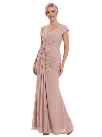 Chicsew Beautiful One Shoulder Lace Appliques Mermaid Chiffon Mother Of The Bride Dress