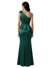 Morden One Shoulder Satin Mother of The Bride Dress Sleeveless Mermaid Maxi Gown