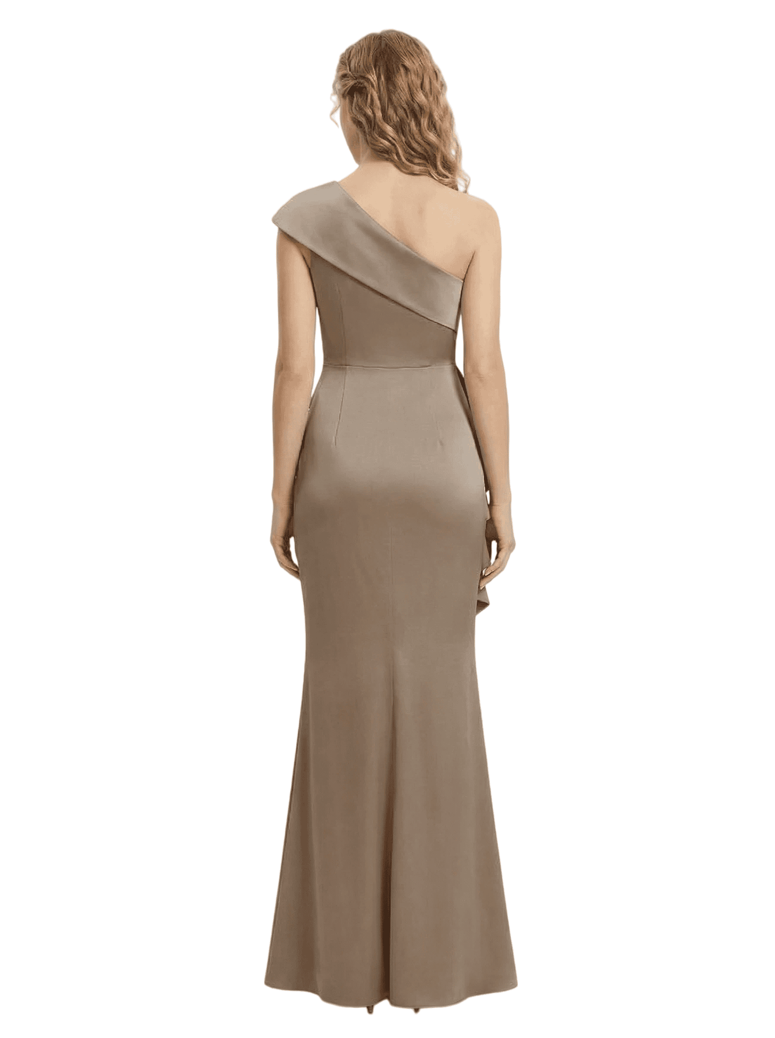 Morden Asymmetric Satin Mother of The Bride Dress Sleeveless Ruffles Mermiad Maxi Gown