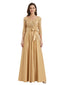 Stunning Sequin V-Neck A-Line Mother Of The Bride Satin Evening Gown