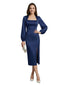 Sophisticated Square Neck Puff Sleeve Satin Sheath Mother Of The Groom Dress