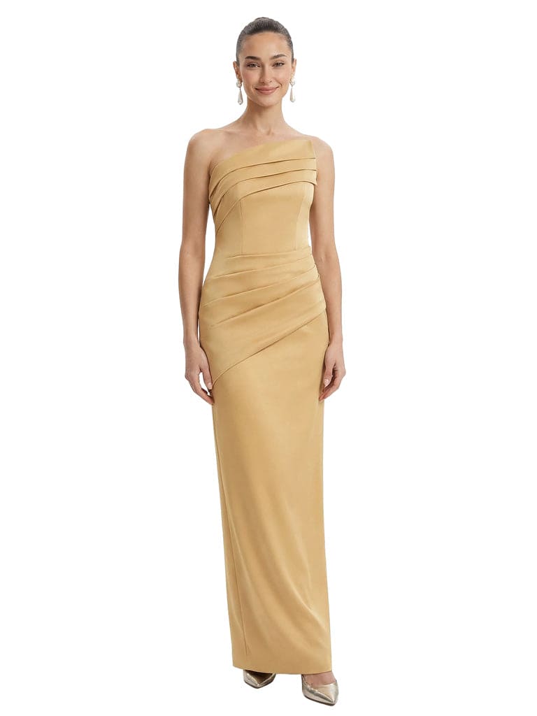 Sexy Strapless Asymmetrical Sheath Satin Mother Of The Bride Dress