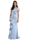 Fancy Asymmetrical Ruffles Mermaid Mother Of The Bride Satin Formal Gown