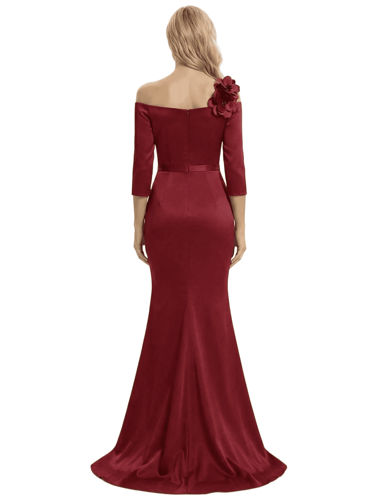 Chicsew Elegant 3/4 Sleeves Satin Mermaid Mother Of The Bride Dresses