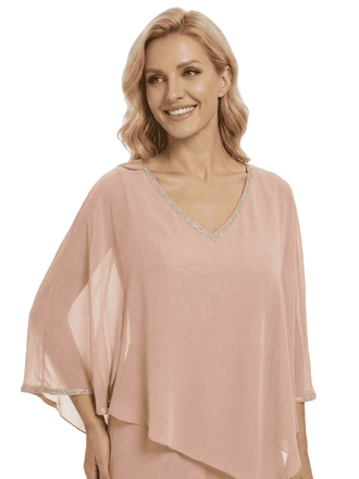 Modern Mother of The Groom Outfit Pretty V-Neck Chiffon PantSuit