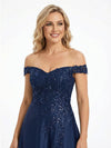 Pretty Off Shoulder A-Line Mother Of The Bride Dress With Floral Lace