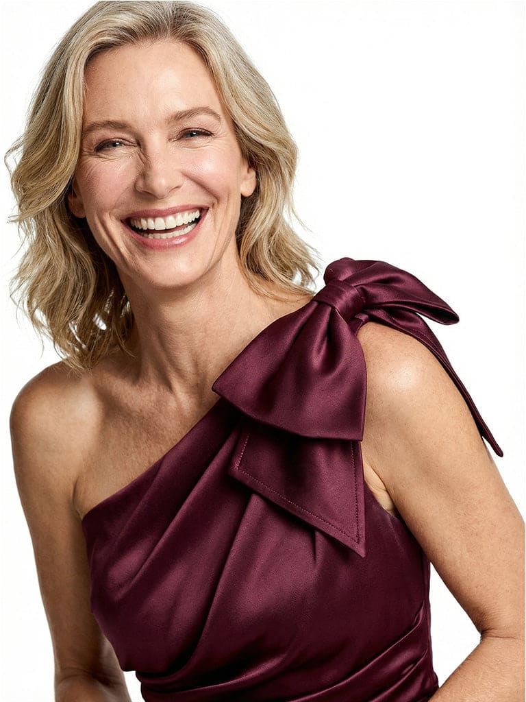 Glamorous One Shoulder Bow Detail A-line Satin Mother of The Bride Dress