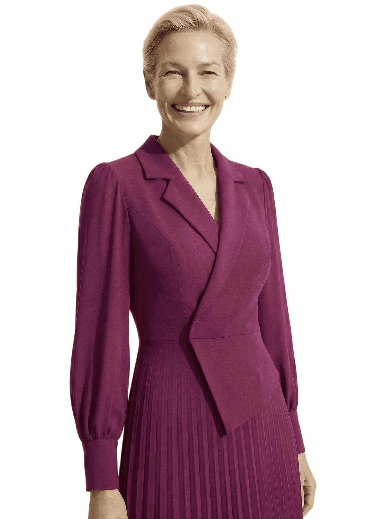 Chicsew Mother of The Bride Dress Blazer Neck Long Sleeve Pleated Crepe Maxi Gown Classy Elegant Design