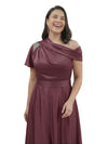 Chic One Shoulder Beaded Detail A-Line Satin Mother of The Bride Dress