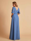 Elegant Chiffon Half Sleeves V-Neck Mother of the Brides Dresses UK Online
