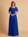 Elegant A-Line Chiffon Short Sleeves V-Neck Mother of the Brides Dresses Online