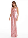 Sexy Mermaid  V-Neck Metallic Stretch Shiny Fabric Floor-Length Wedding Guest Dresses