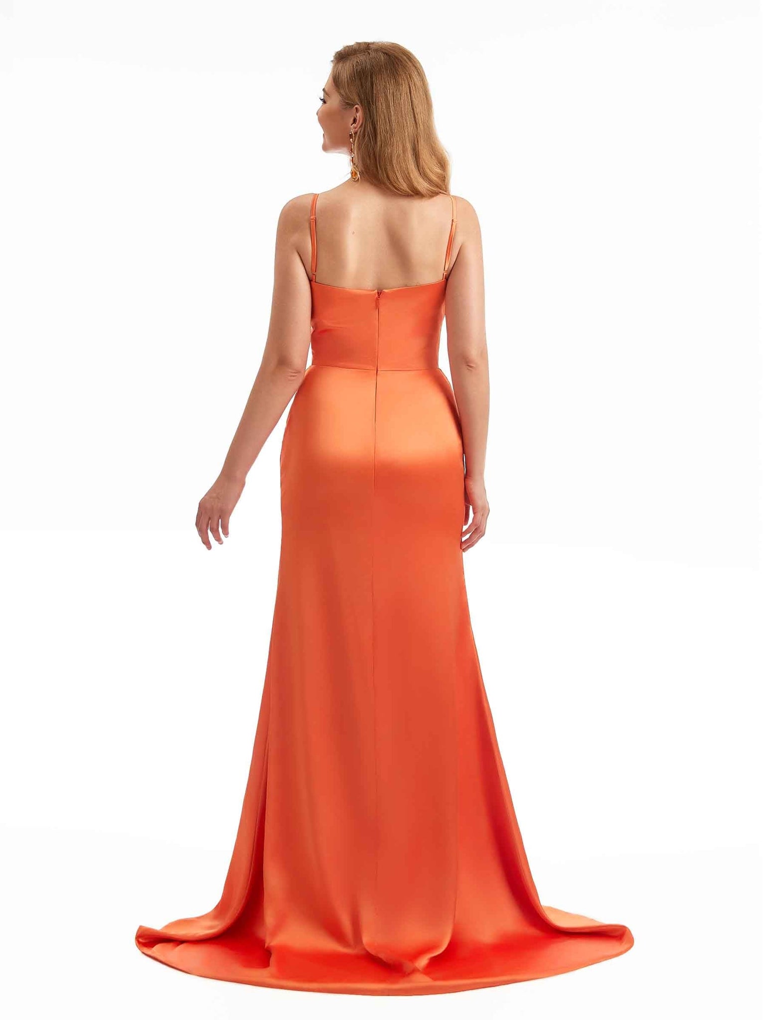 Sexy Side Split Cowl Neck Boho Chic Silky Satin Bridesmaid Dresses UK Online