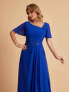 Elegant A-Line Chiffon Short Sleeves V-Neck Mother of the Brides Dresses Online