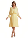 Elegant A-line Chiffon Jewel Lace Short Mother of the Brides Dresses Uk and Jacket