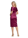 Chic Cape Neckline Satin Knee-Length Mother Of The Groom Dress Ruched Sheath
