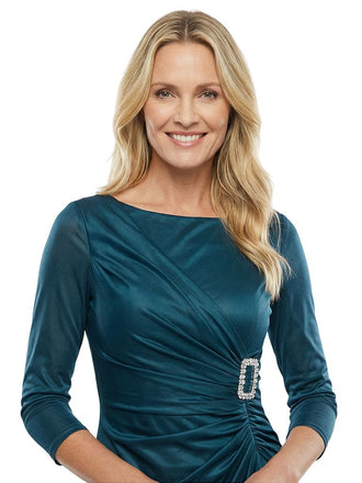 Classy 3/4 Long Sleeve Sheath Chiffon Mother Of The Bride Dress With Waist Buckle