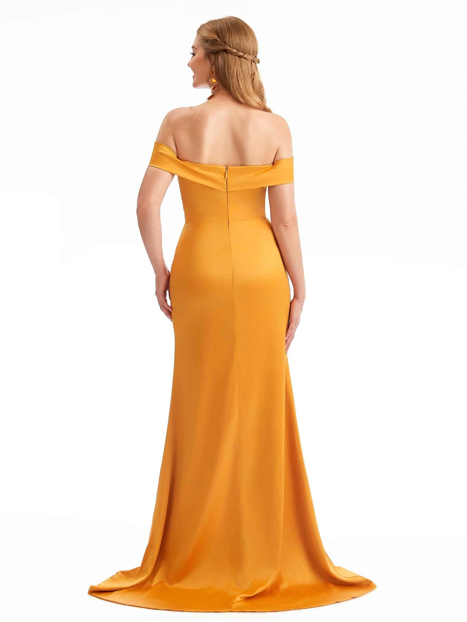 Sexy Off The Shoulder Side Split Mermaid Silky Satin Bridesmaid Dresses UK Online