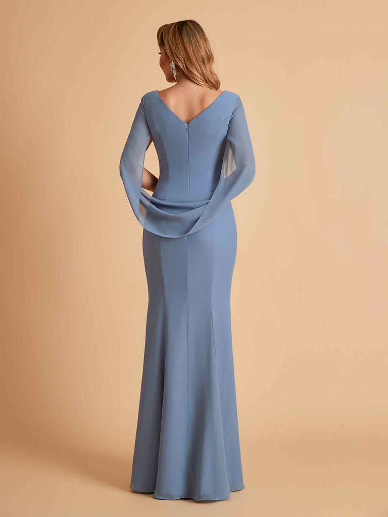 Elegant Mermaid Chiffon Half Sleeves Scoop Mother of the Brides Dresses Online
