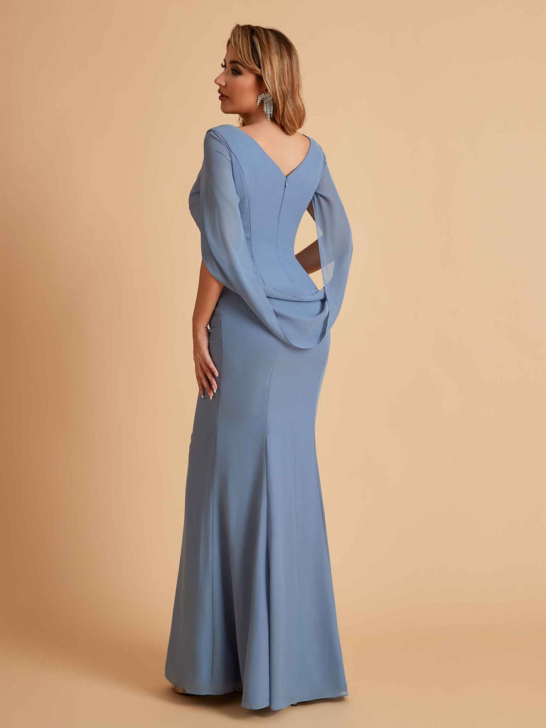 Elegant Mermaid Chiffon Half Sleeves Scoop Mother of the Brides Dresses Online