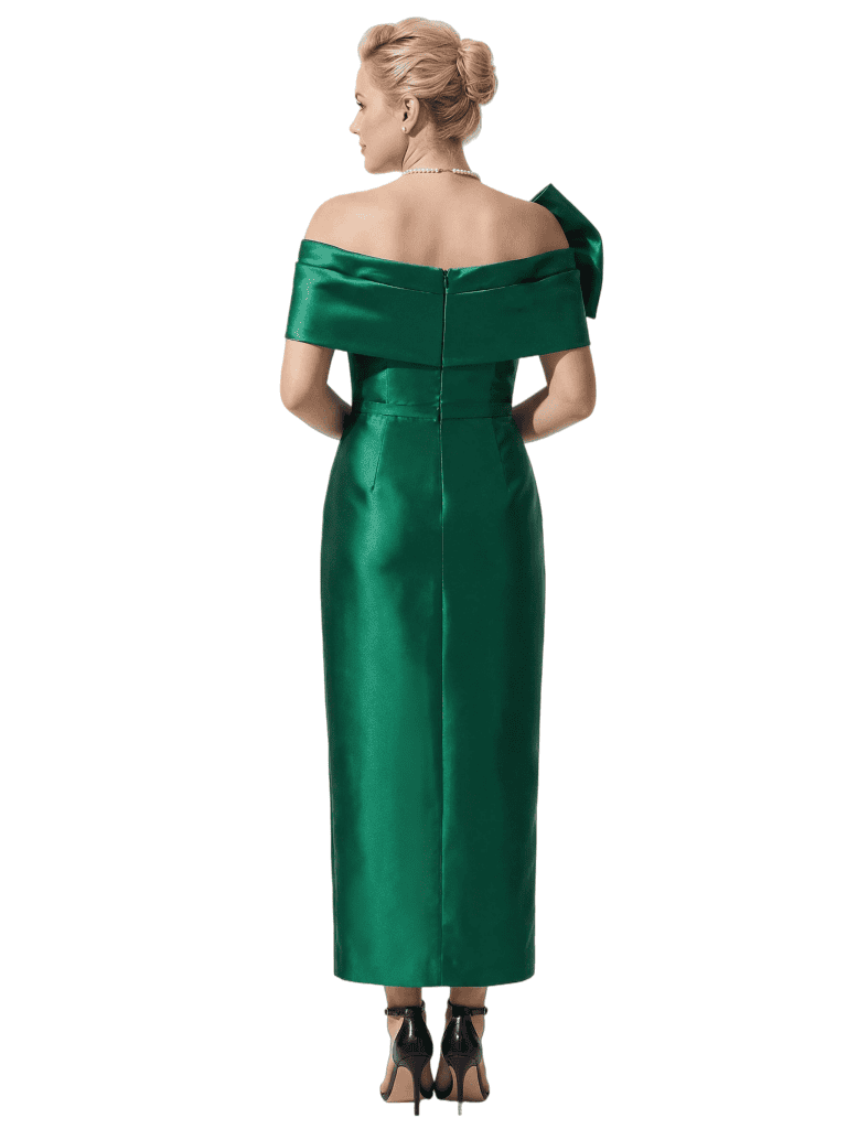 Chic Asymmetrical Neckline Ruched Satin Mermaid Dress For Mother Of The Bride