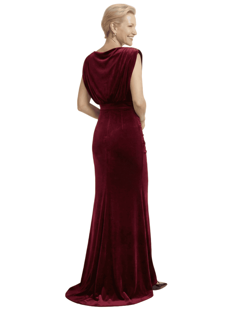 Luxury Velvet Casual Mermaid Mother Of The Bride Gown With Slit