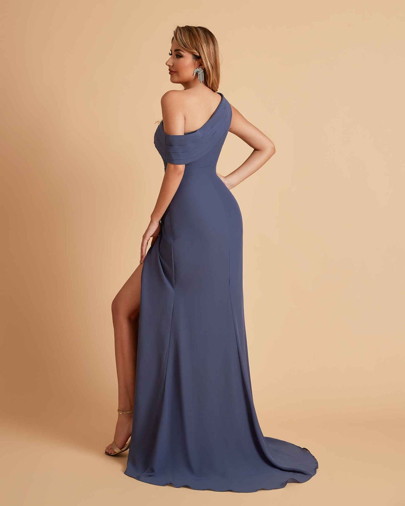 Elegant Chiffon Off The Shoulder Asymmetric Mermaid Mother of the Brides Dresses UK