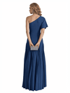 Elegant One Shoulder Flutter Sleeve Chiffon A-line Long Mother of The Bride Dresses