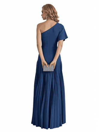 Elegant One Shoulder Flutter Sleeve Chiffon A-line Long Mother of The Bride Dresses